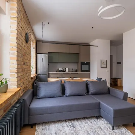 With Exposed Brick Interior - Stabu Street Апартаменты